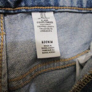 H&M Jean Cropped Flare distressed High Waist Size US 12